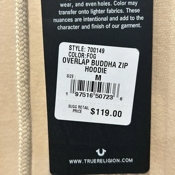 NEW True Religion Men’s Buddha Logo Zip Up Hoodie